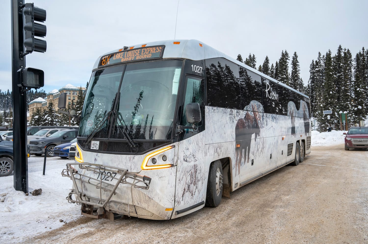 roam bus parked in the parking lot in banff
