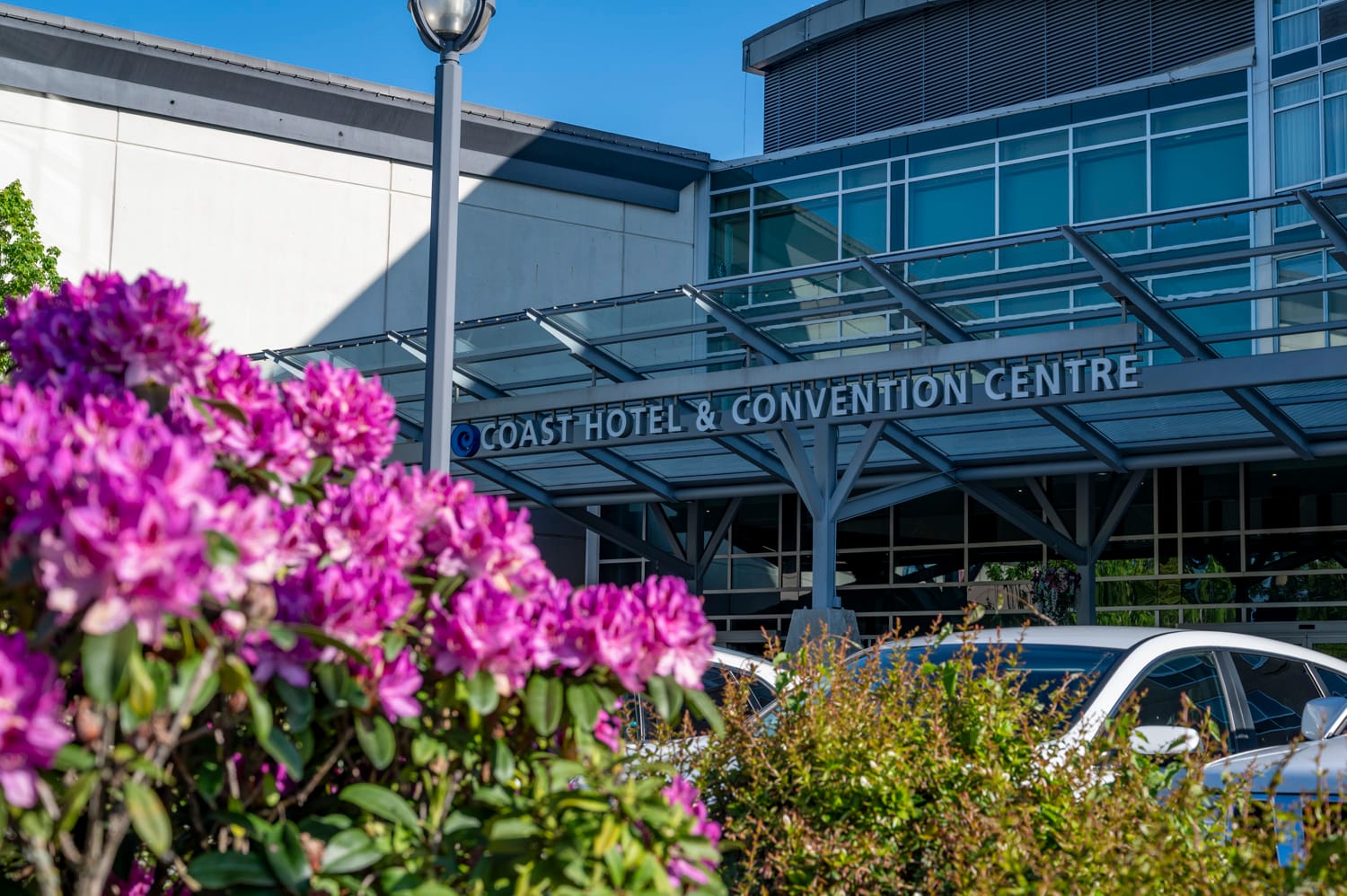 front entrance of the coast hotel and convention centre in langley city