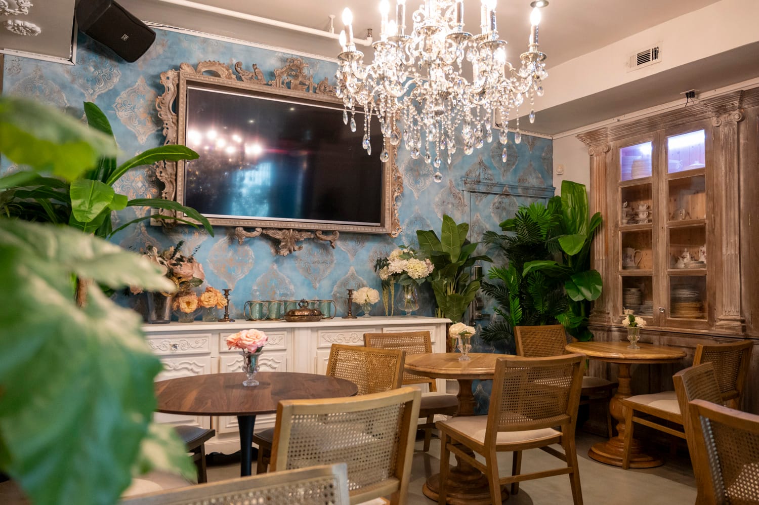 a corner sitting area inside the food by fanta restaurant