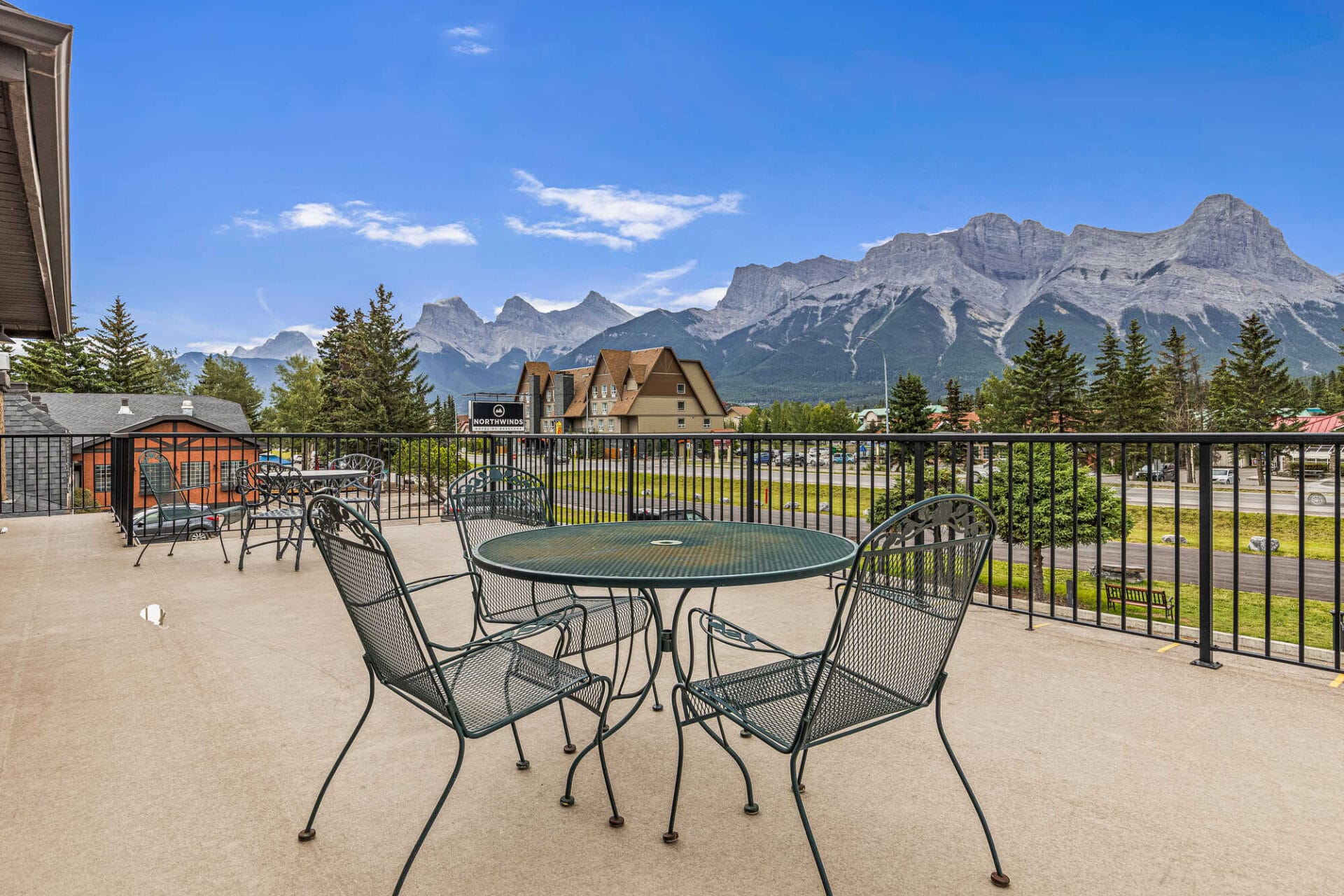 patio views from northwinds hotel in canmore