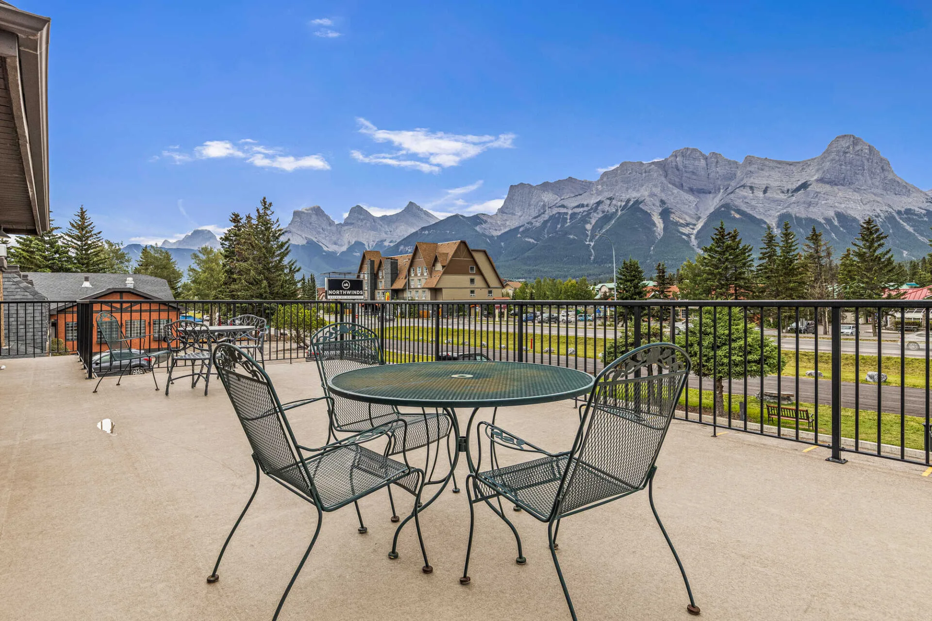 patio views from northwinds hotel in canmore