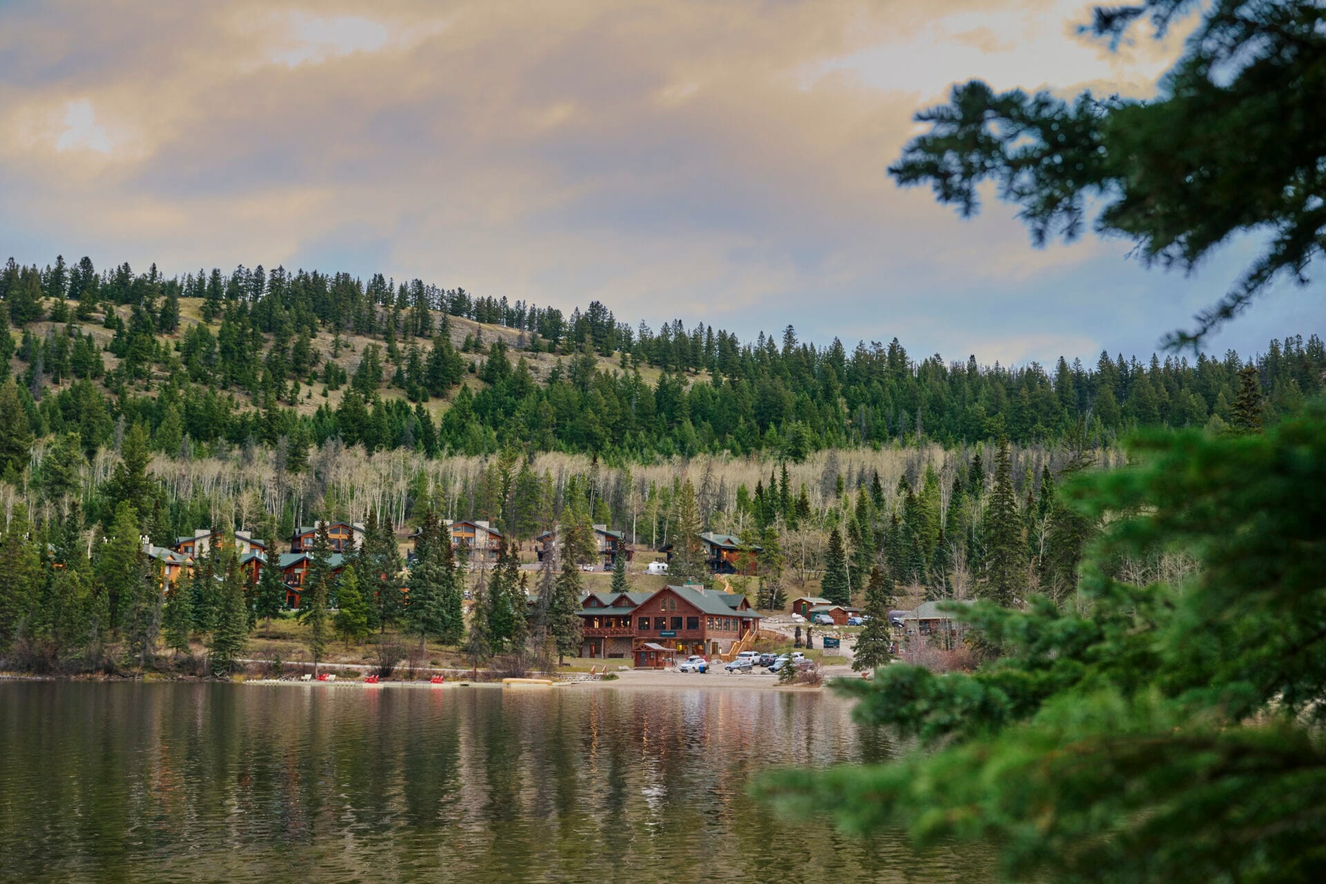 view across the lake of pyramid lake resort