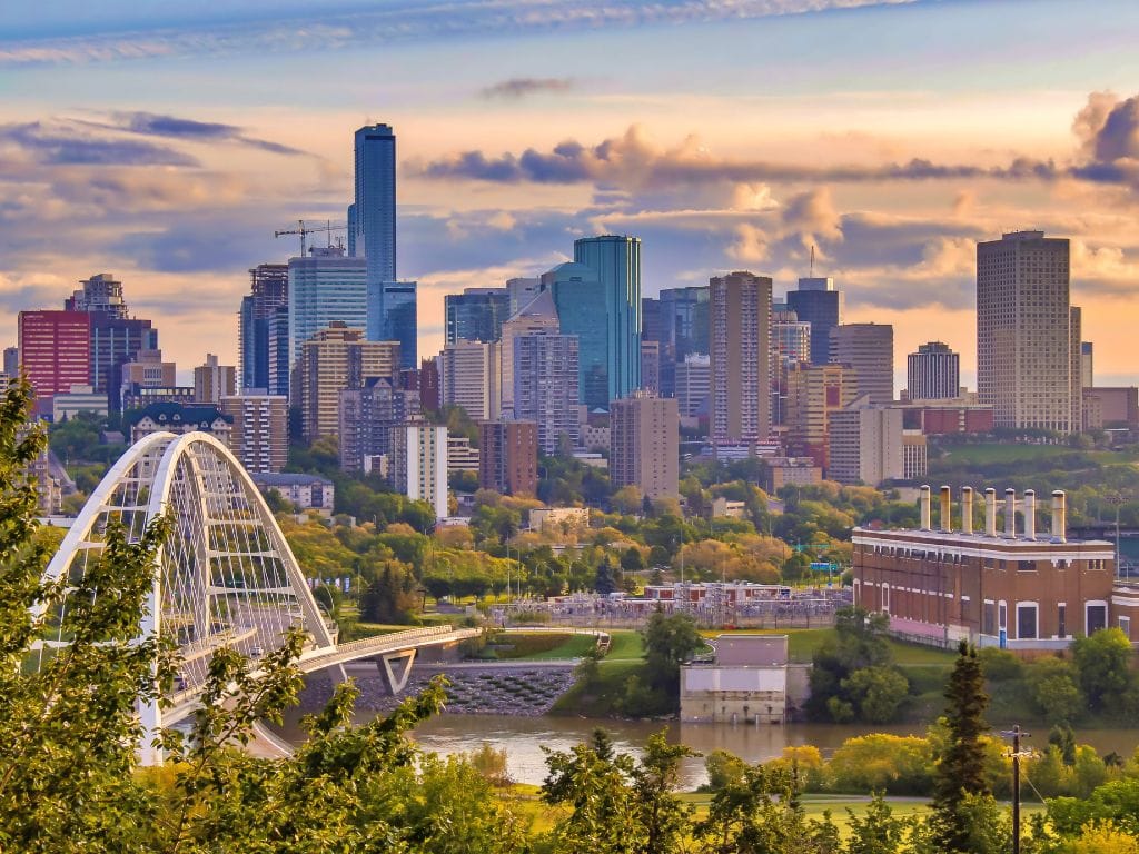 edmonton alberta skyline at dusk