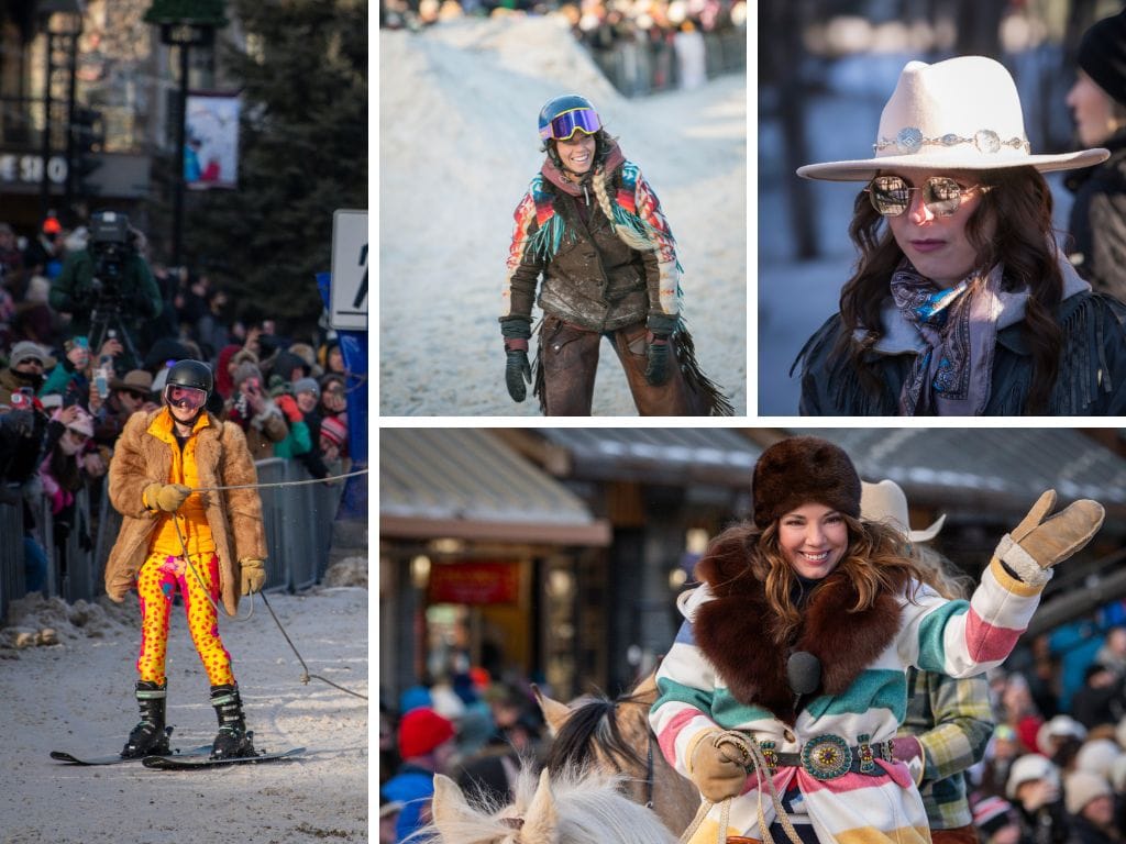 photo collage of the skijor participants