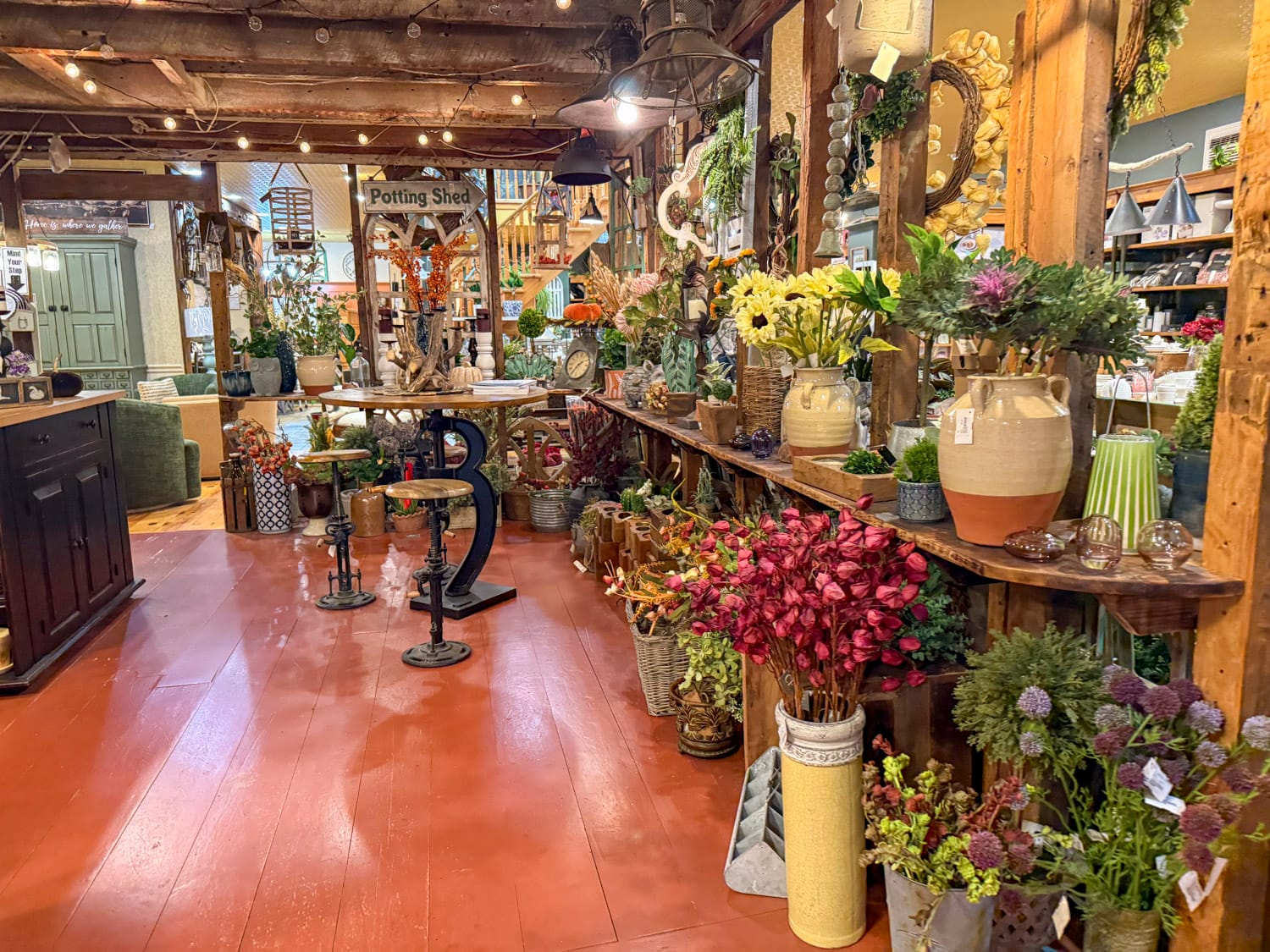 flower decor display inside a shop