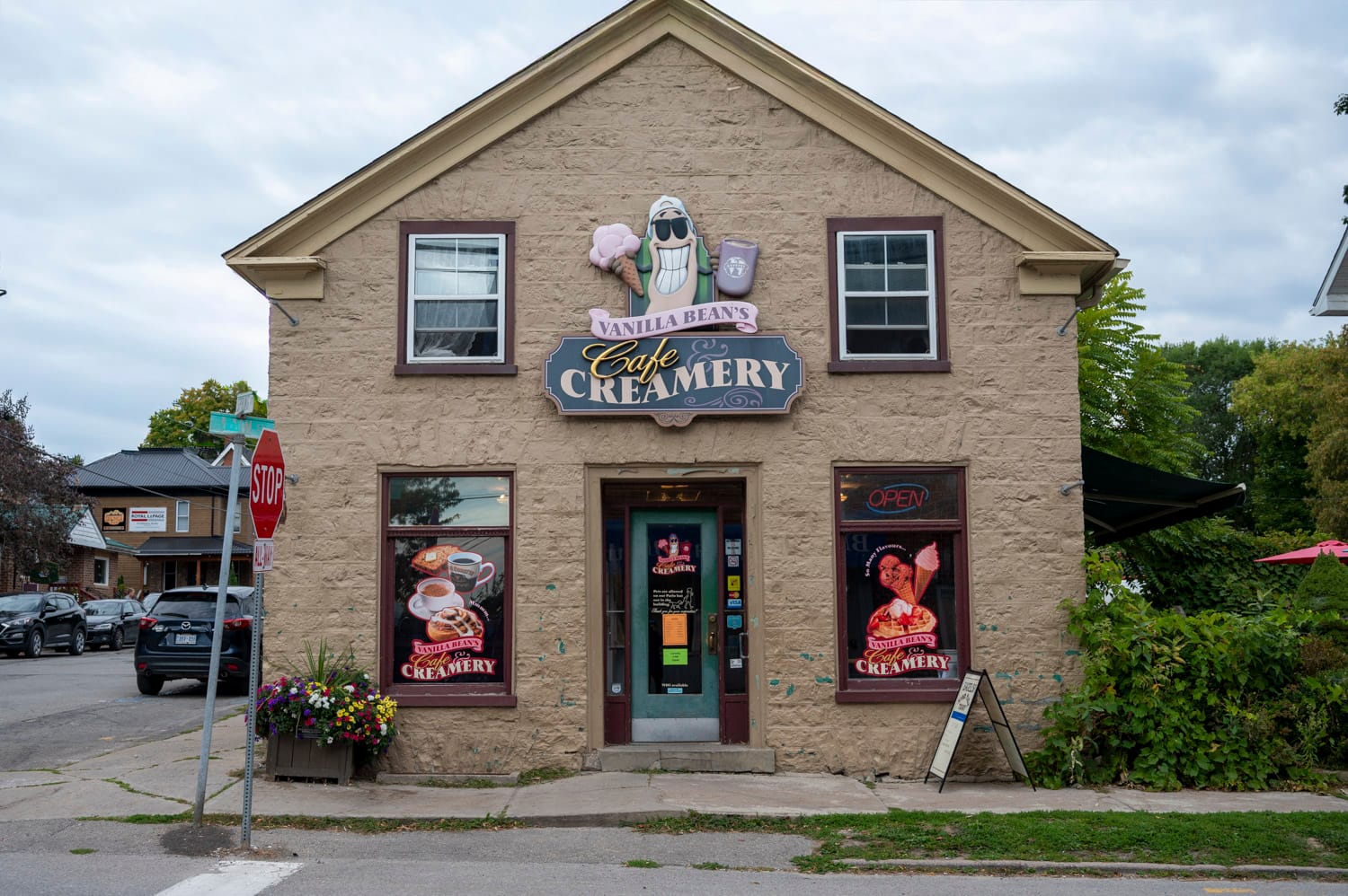front of the vanilla bean's cafe and creamery in westport ontario