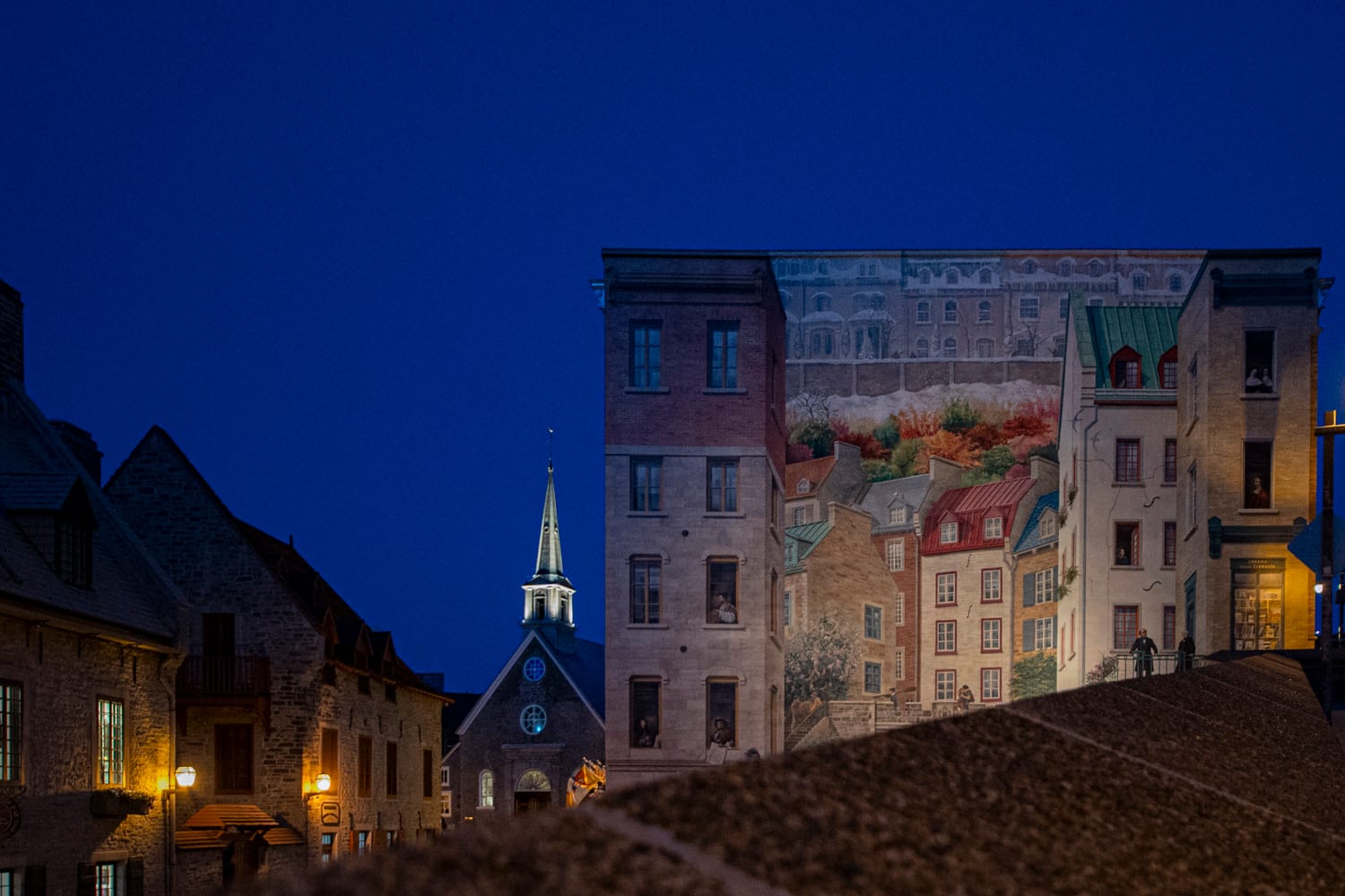 Mural at Parc de la Cetière, one of the things to do in quebec city at night
