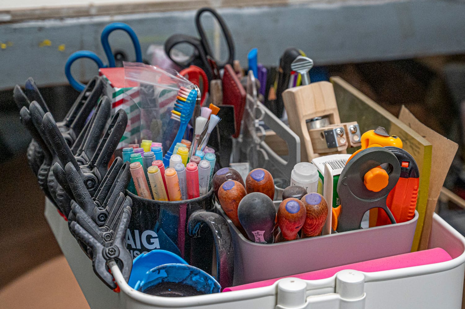 a close up of various tools used by creators at langley maker cube makerspace
