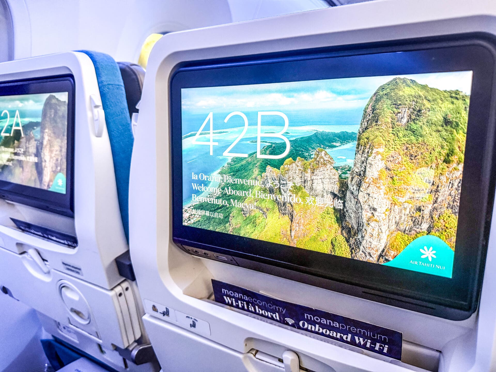 seatback screen in Air Tahiti Nui