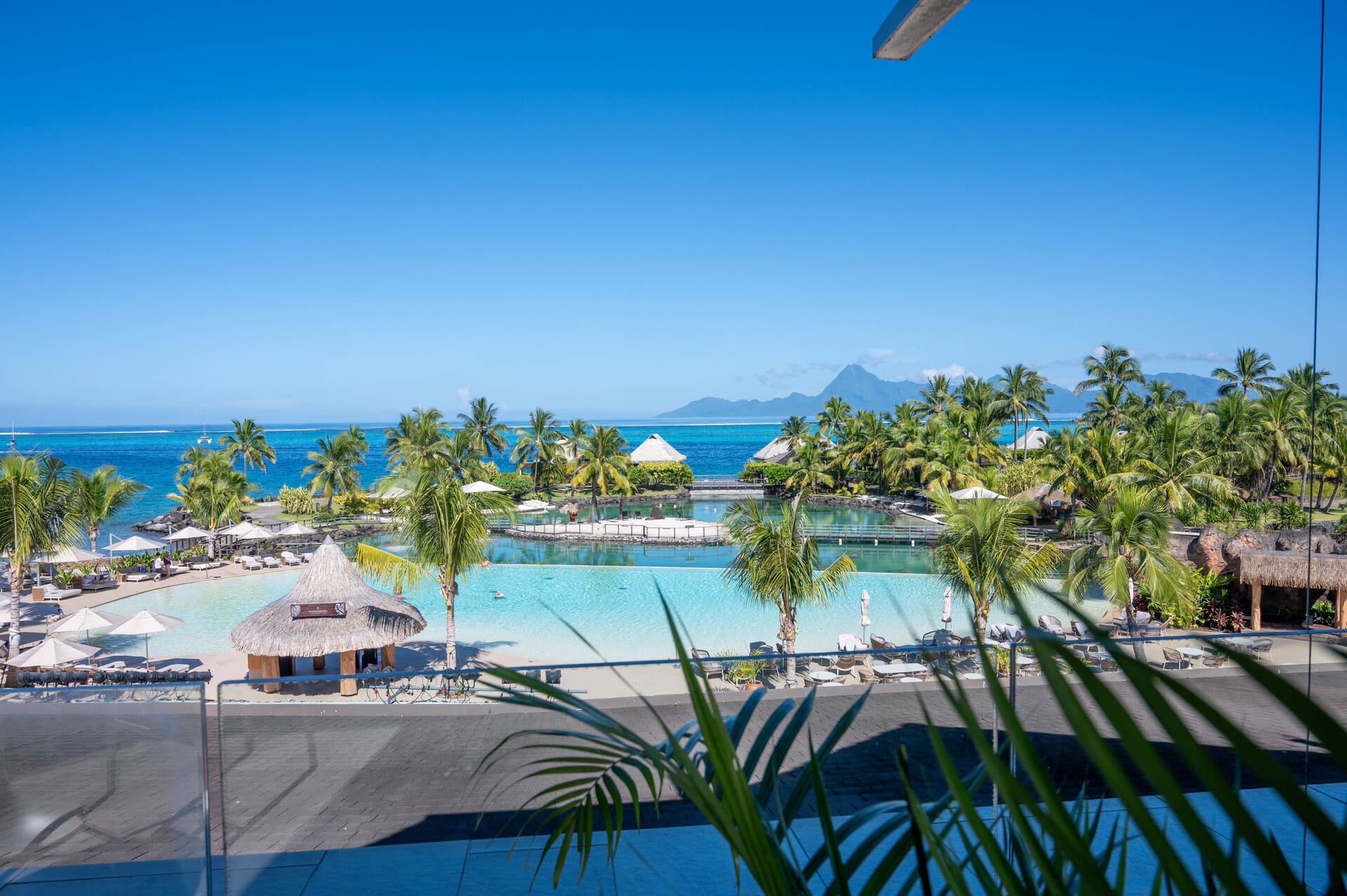 InterContinental Tahiti Resort - view out over the beach, across to Moorea, and out to sea life in the distance