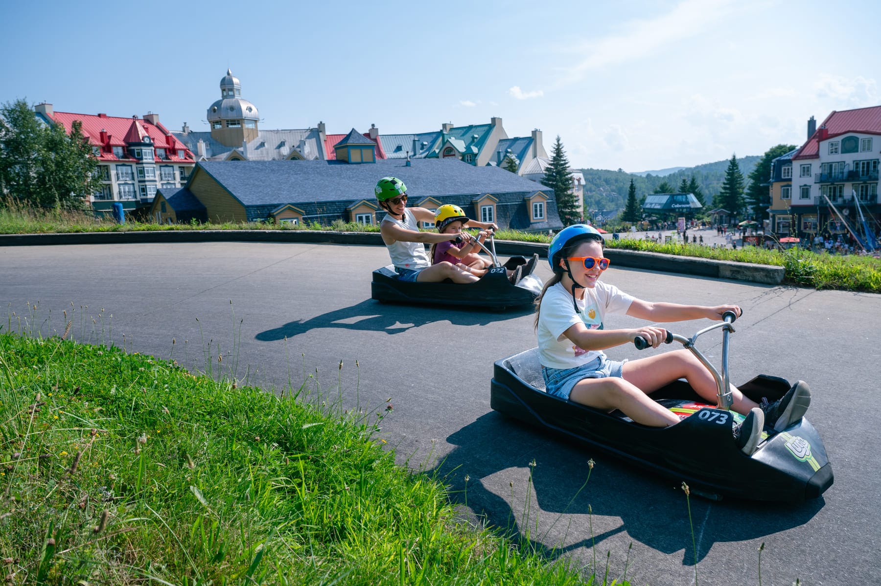 racing down the mountain on the Skyline Luge