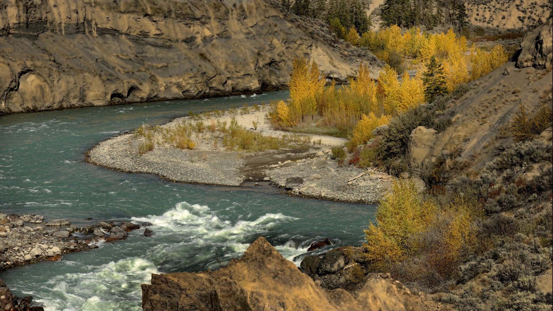 the Chilcotin River flowing through Farwell Canyon in the Cariboo Chilcotin Coast, British Columbia, Canada